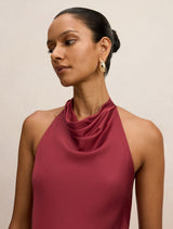 Skyler Petite Halter Satin Top
