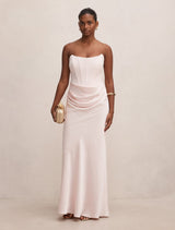 Isra Petite Drape Strapless Maxi Dress Barely Pink Forever New
