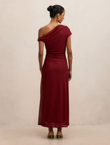 Paris Petite Draped Mesh Midi Dress