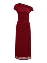 Paris Petite Draped Mesh Midi Dress