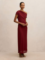 Paris Petite Draped Mesh Midi Dress