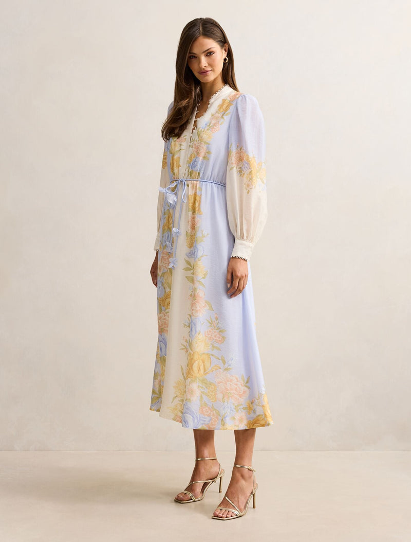 christina floral maxi dress Christina Placement Print Midi Dress Blue Floral