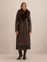 Faith Faux Fur Collar Pu Trench Coat Forever New