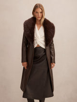 Faith Faux Fur Collar Pu Trench Coat Forever New