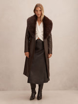 Faith Faux Fur Collar Pu Trench Coat Forever New