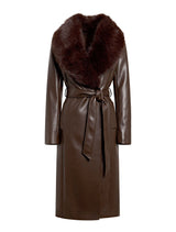 Faith Faux Fur Collar Pu Trench Coat Forever New