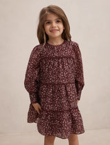 Cecilia Girls Long Sleeve Dress Berry Ditsy Forever New