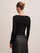 Emi Knitted Plunge Neck Bodysuit Forever New