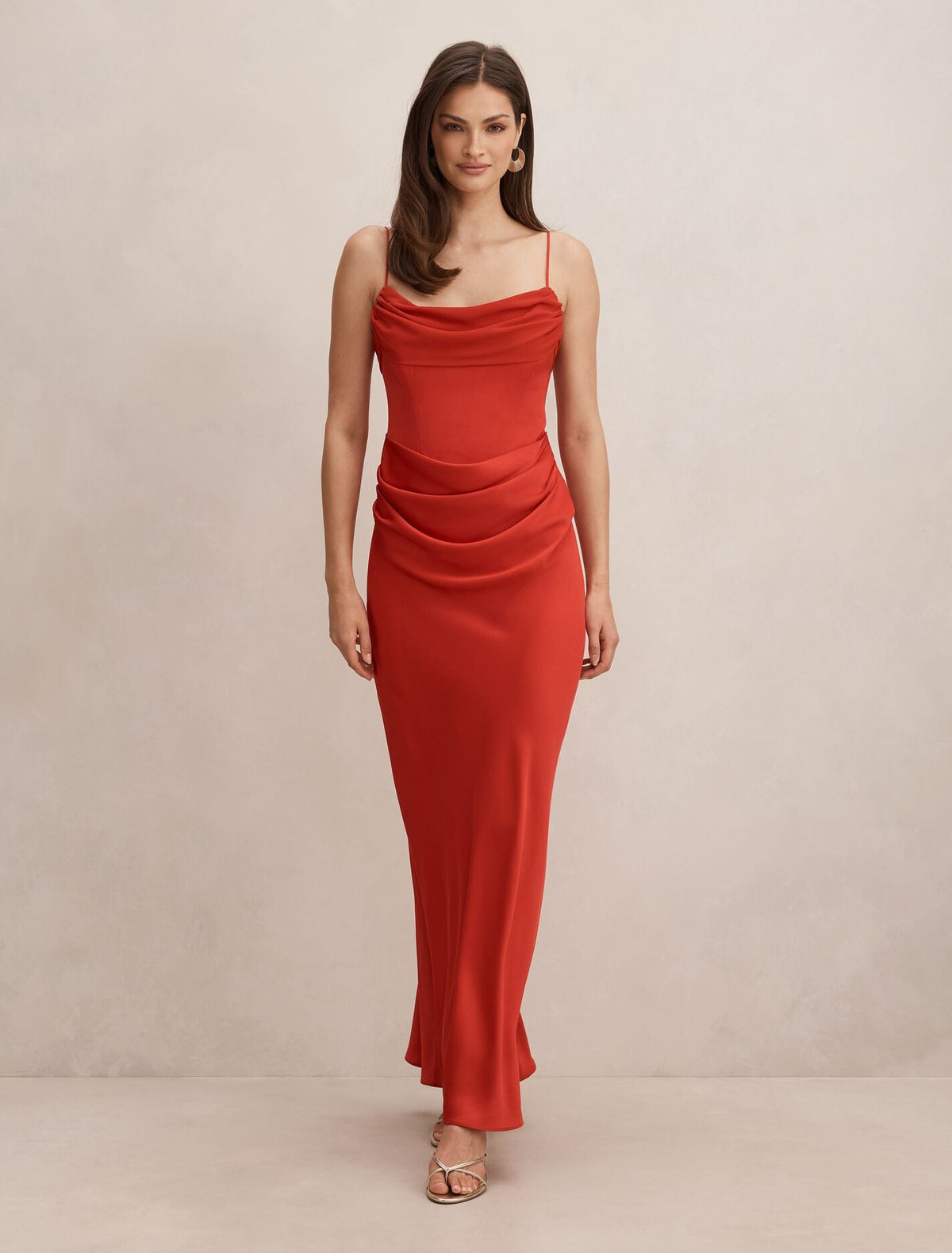 chinese dress ladies Forever New Cut Out Maxi Dress In Red Floral Satin main image 1