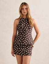 Liliana Linen Printed Top Hunter Spot Set Forever New