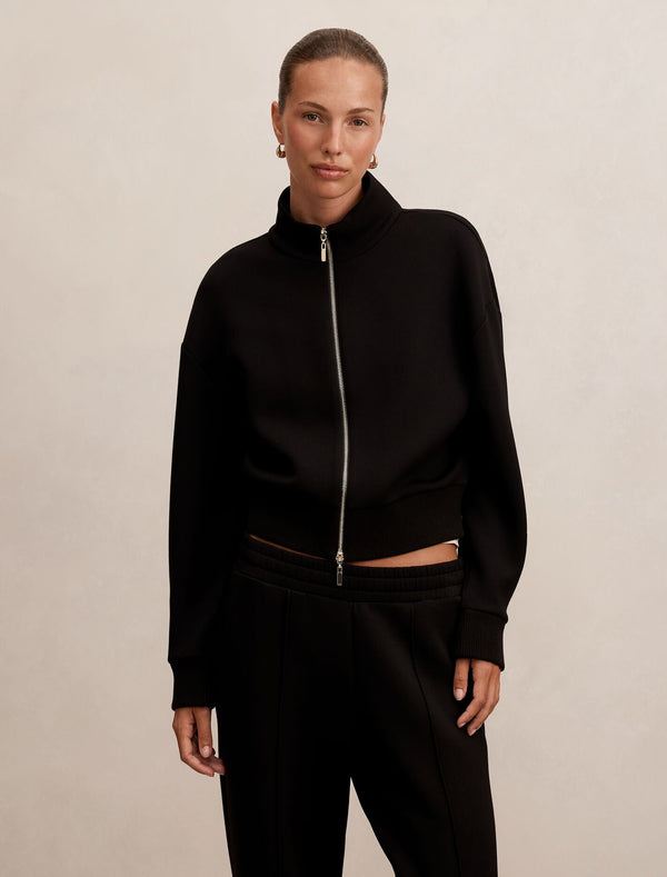 Hannah Zip Lounge Jacket Black | Forever New