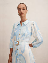 Fia Printed Shirt Midi Dress