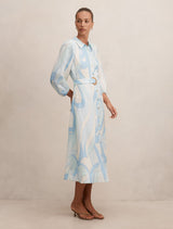 Fia Printed Shirt Midi Dress