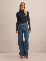 Charlotte High Neck Long Sleeve Top Forever New