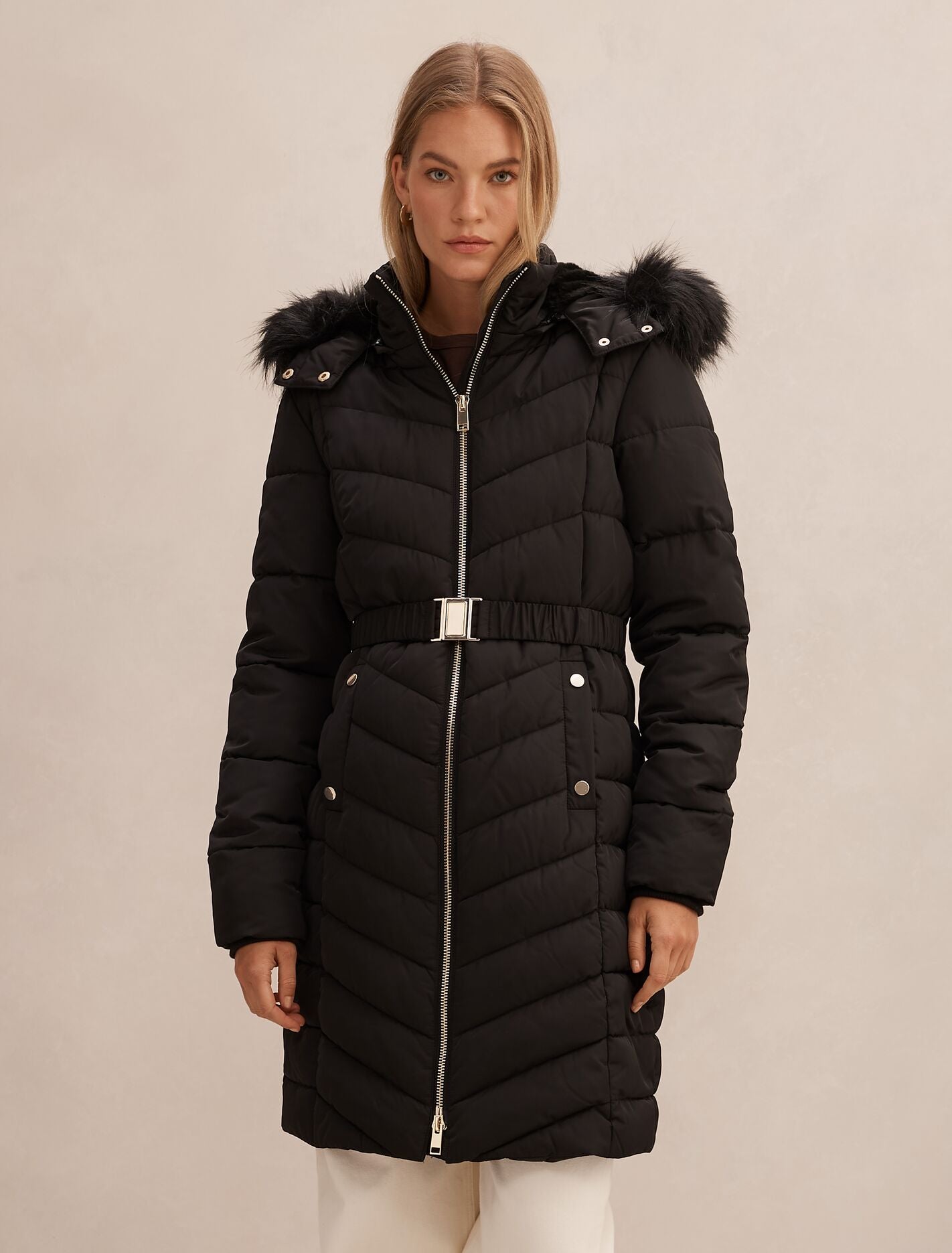 Layla Long Puffer Jacket Black | Forever New