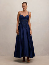 Avaleen Strappy Corset Dress Navy Forever New
