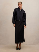 Everly Satin Bomber Jacket Forever New