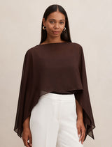 Arianna Chiffon Cape 0 Chocolate Forever New