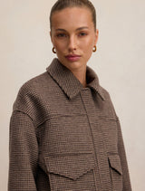 Kaylee Check Cropped Jacket Forever New