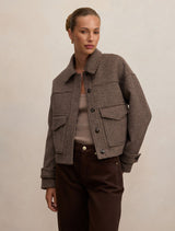 Kaylee Check Cropped Jacket Forever New