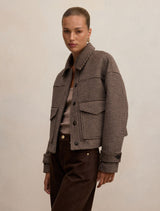 Kaylee Check Cropped Jacket Forever New