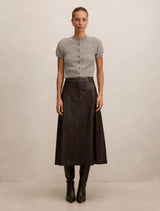 Isla Vegan Leather Midi Skirt Forever New