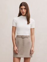 Maya Woven Mixed Mini Dress Neutral Set Forever New