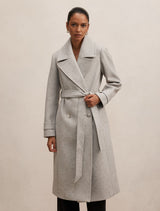 Sandy Petite Belted Coat Soft Grey Marle Forever New