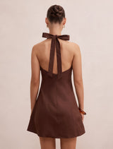 Ina Petite Halter Linen Mini Dress Forever New