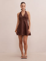 Ina Petite Halter Linen Mini Dress Forever New