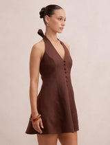 Ina Petite Halter Linen Mini Dress Forever New