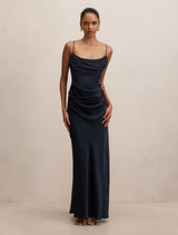 Claudia Petite Corset Maxi Dress Navy Forever New