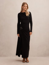 Kingsley Hardware Jersey Midi Dress Black Forever New