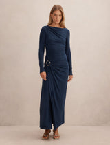 Kingsley Hardware Jersey Midi Dress Evening Navy Forever New