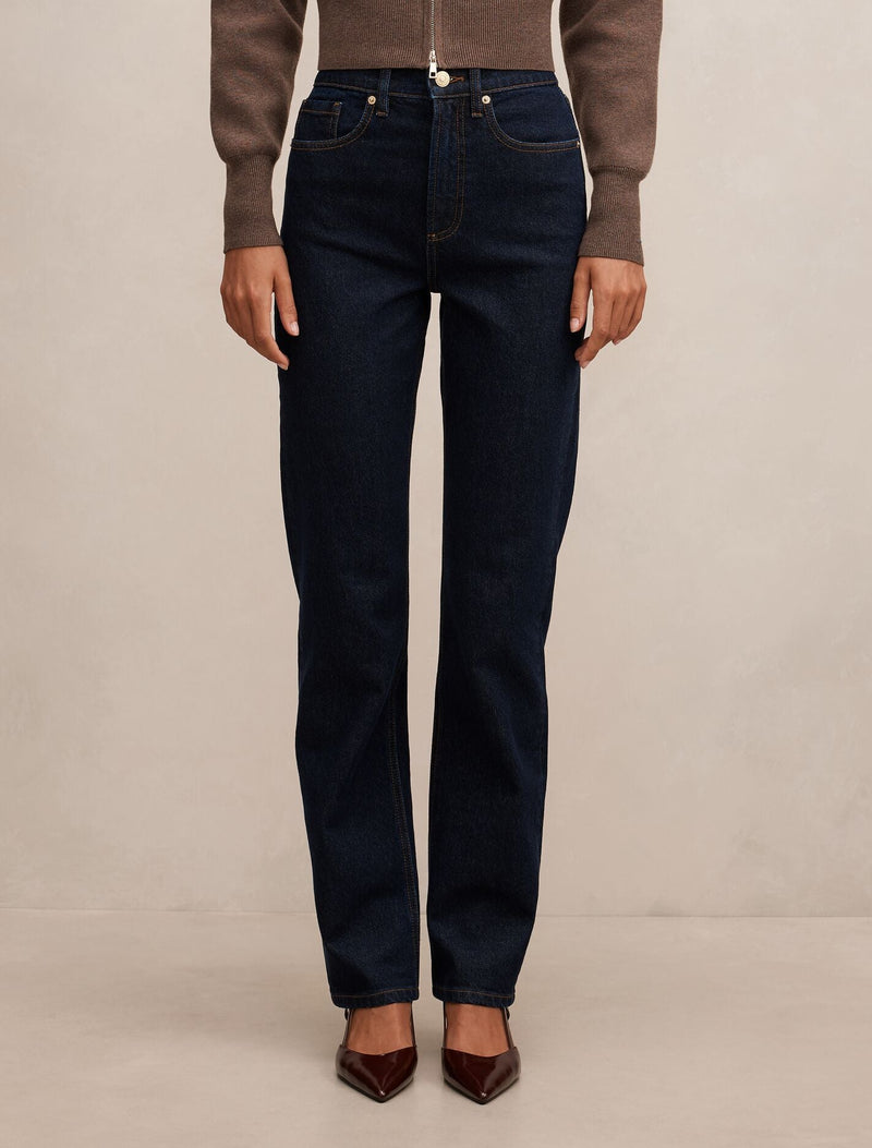 Devon High-Rise Slim Jeans Dark Indigo | Forever New