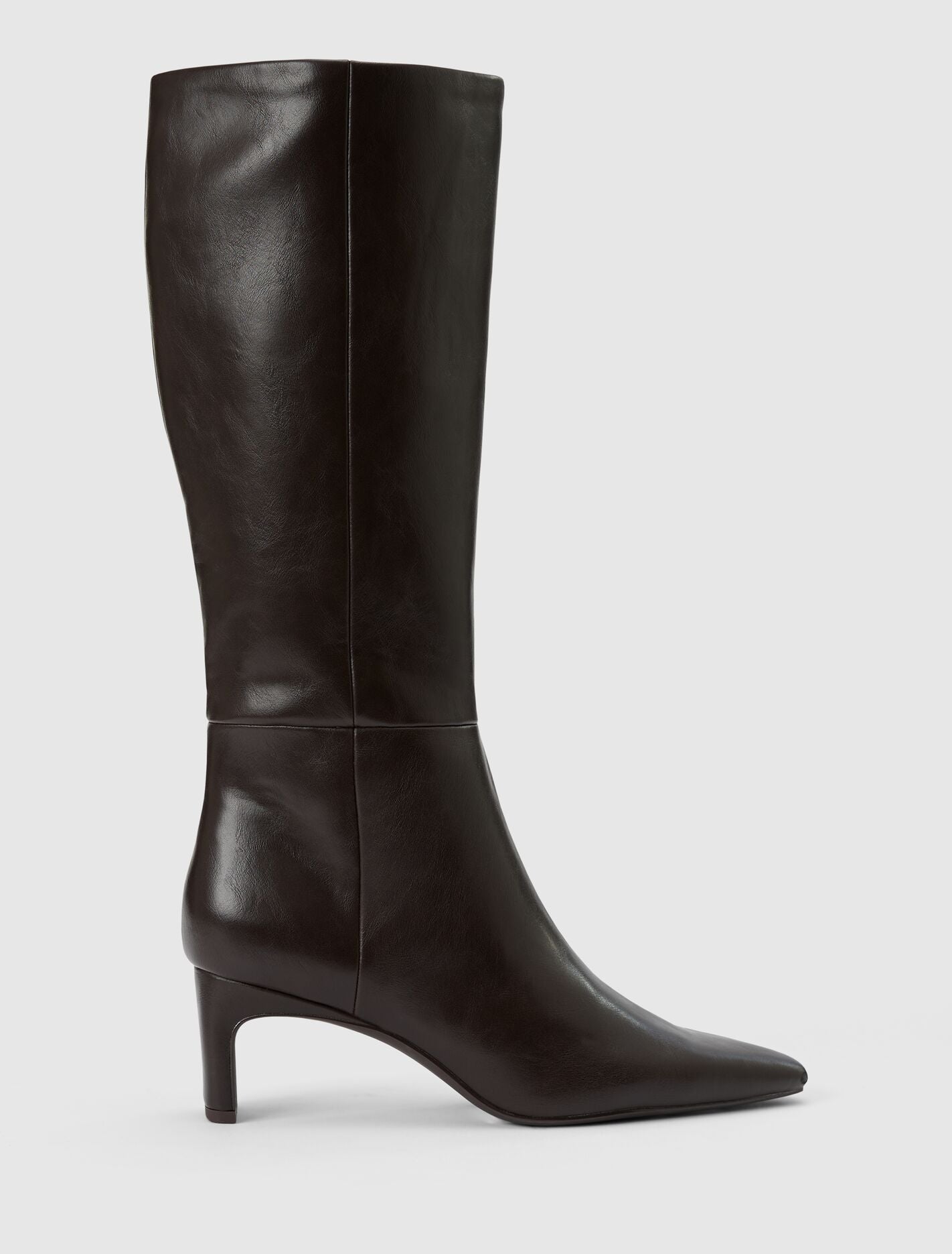 Callie Knee Length Chisel Toe Boot Chocolate Brown | Forever New