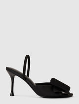 Shannon Satin Bow Peep Toe Heel Black Forever New