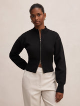 Hanna Petite Zip Knit Jacket Black Forever New
