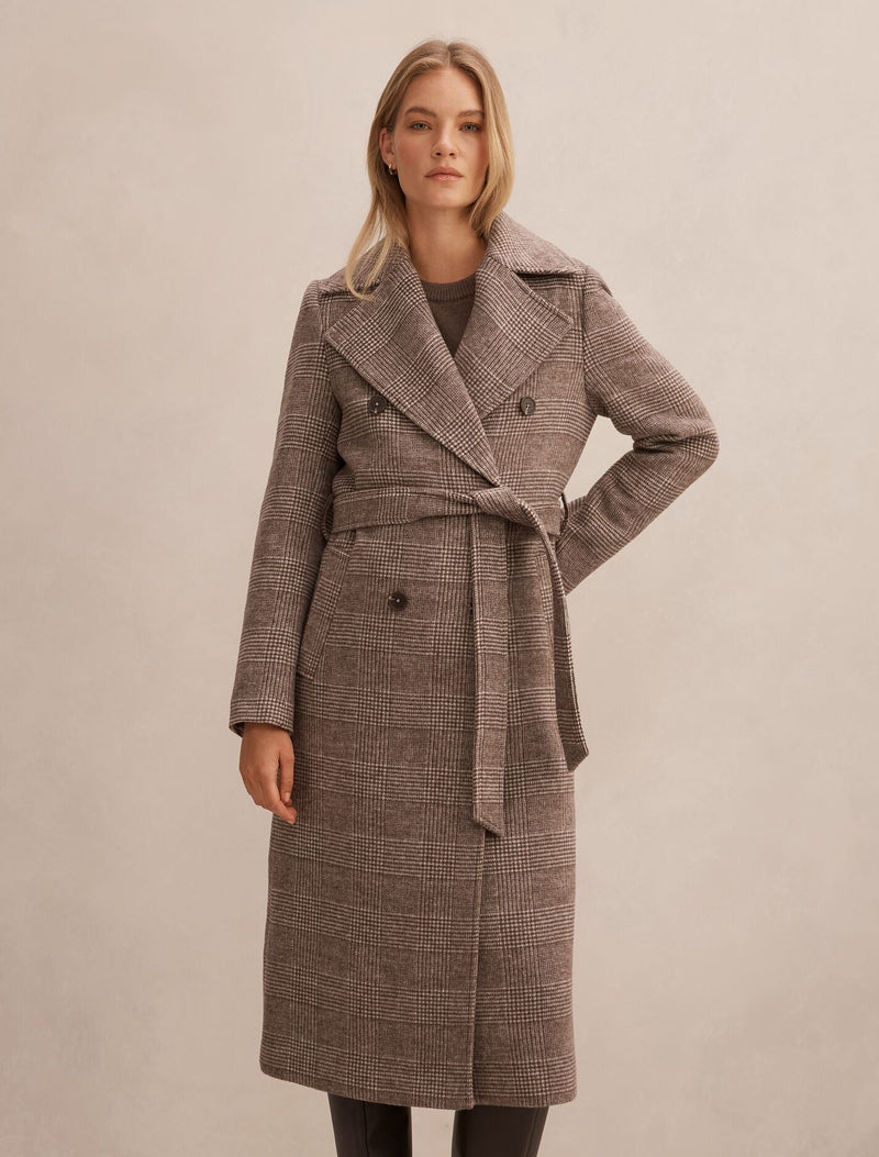 美品　TODAYFUL Over Check Coat 36 Charlie Check Coat Mid Brown Check Set | Forever New