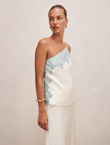 Adele One Shoulder Lace Trim Top Forever New