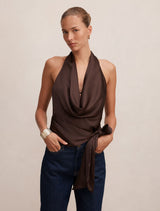 Jordyn Cowl Halter Tie Top Forever New