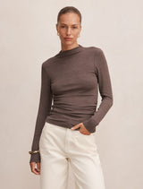 Josette Mock Neck Long Sleeve Top Forever New
