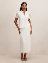 Lina Short Sleeve Lace Blouse Forever New