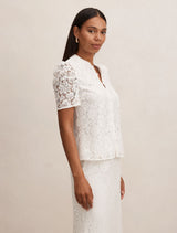 Lina Short Sleeve Lace Blouse Forever New