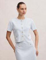 Luna Tipped Knit Top Pale Blue Co Ord Forever New