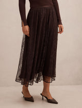 Heather Lace Midi Skirt Forever New