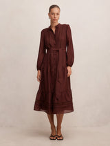 Rachel Lace Trim Midi Dress Deep Rust Forever New