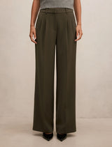Eva Wide Leg Pants Olive Night Forever New
