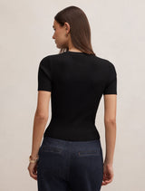 Sophie Button Through Rib T-Shirt Forever New