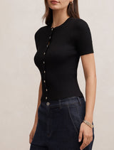 Sophie Button Through Rib T-Shirt Forever New